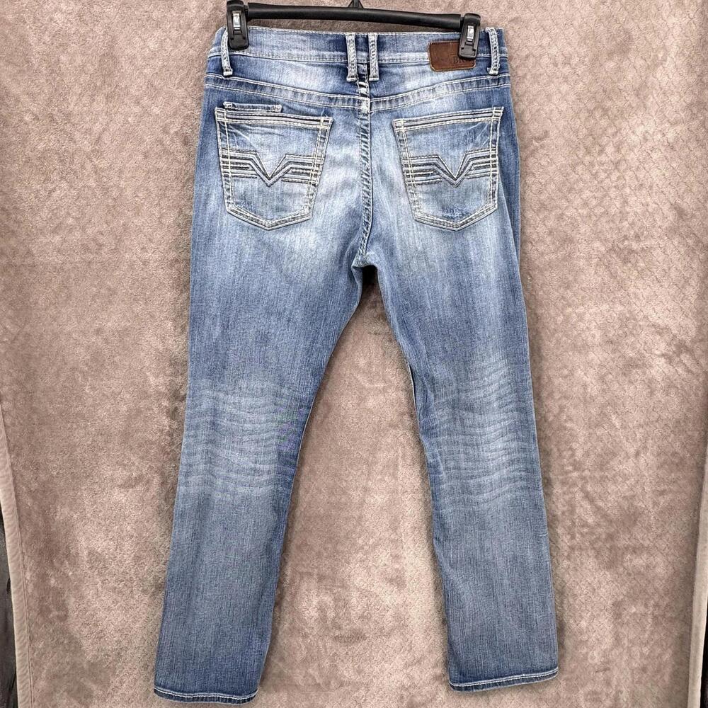 BKE Jake Jeans Mens 34x34/32 Blue Medium Wash Straight Denim Embroidered Pockets - Picture 2 of 9